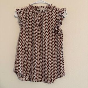 LOFT Chevron Pattern Blouse in Pink and Black